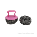 Stainless Steel Scourer with Plastic Grip Handle